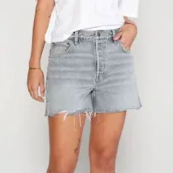 High-Waisted O.G. Gray Cut-Off Jean Shorts -- 3-inch inseam - Picture 1 of 7